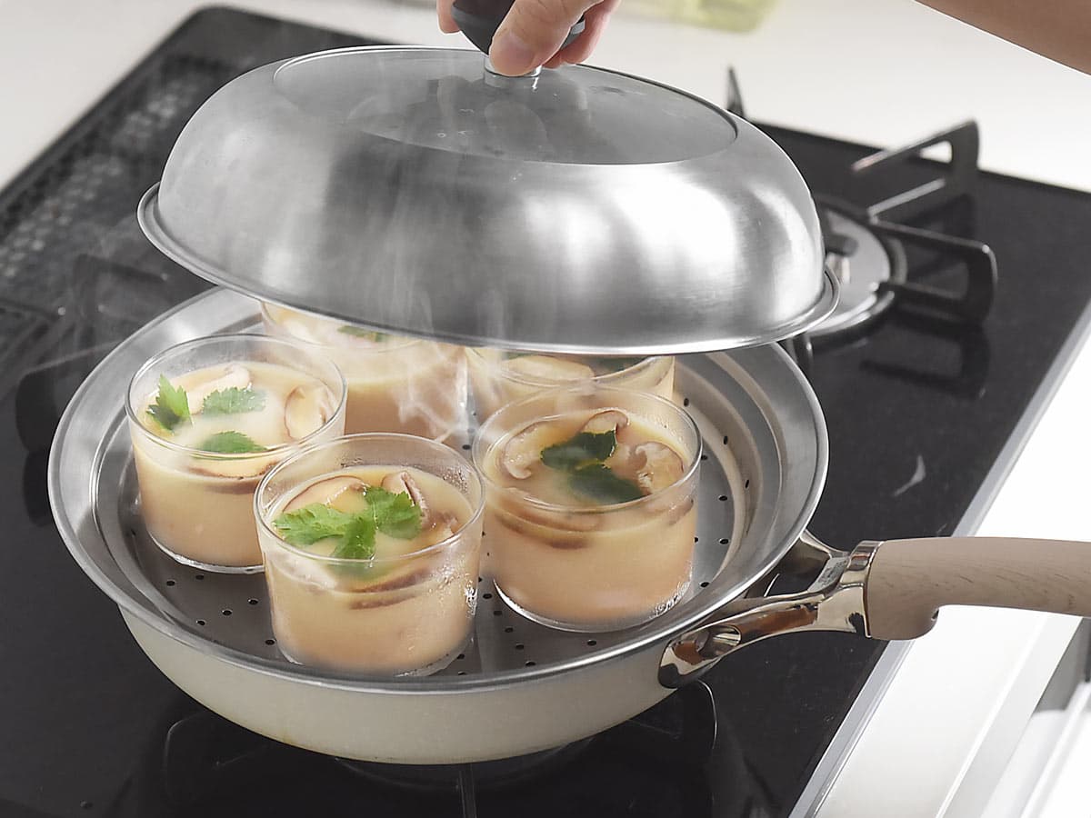 見える蓋付 お手入れしやすいステンレス 蒸し器 フライパン用24~26cm