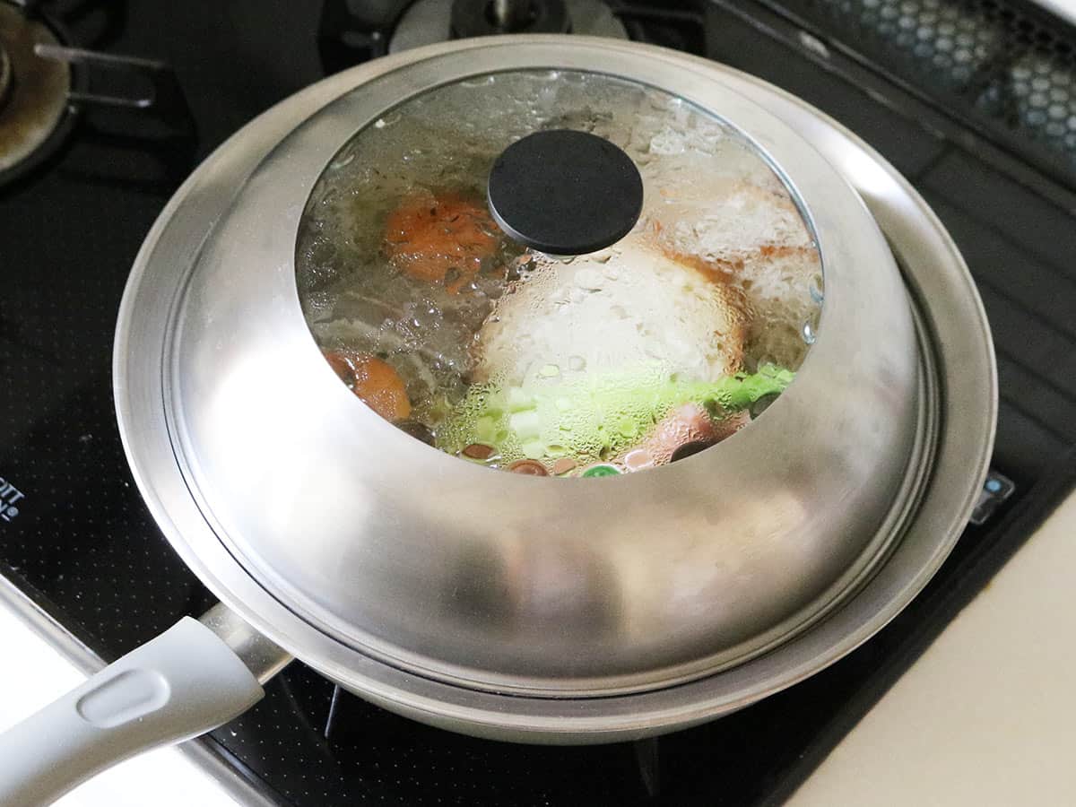 見える蓋付 お手入れしやすいステンレス 蒸し器 フライパン用24~26cm