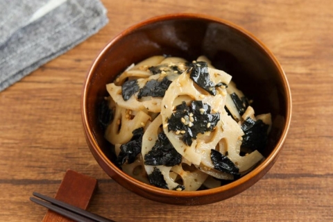 レンジで簡単！シャキシャキ食感の「れんこんの海苔ナムル」レシピ