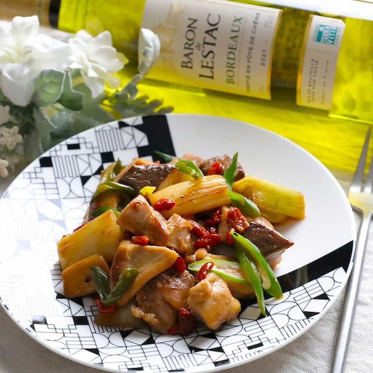 長ねぎと鶏肉のワインビネガー煮