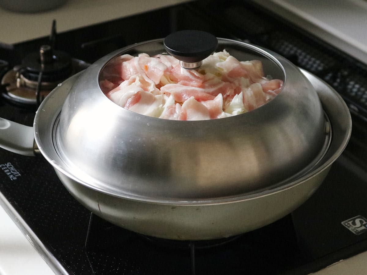 見える蓋付 お手入れしやすいステンレス 蒸し器 「フライパン用24~26cm」