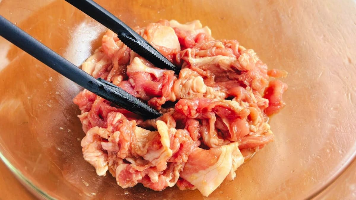 豚こま豆苗しっとり炒め風