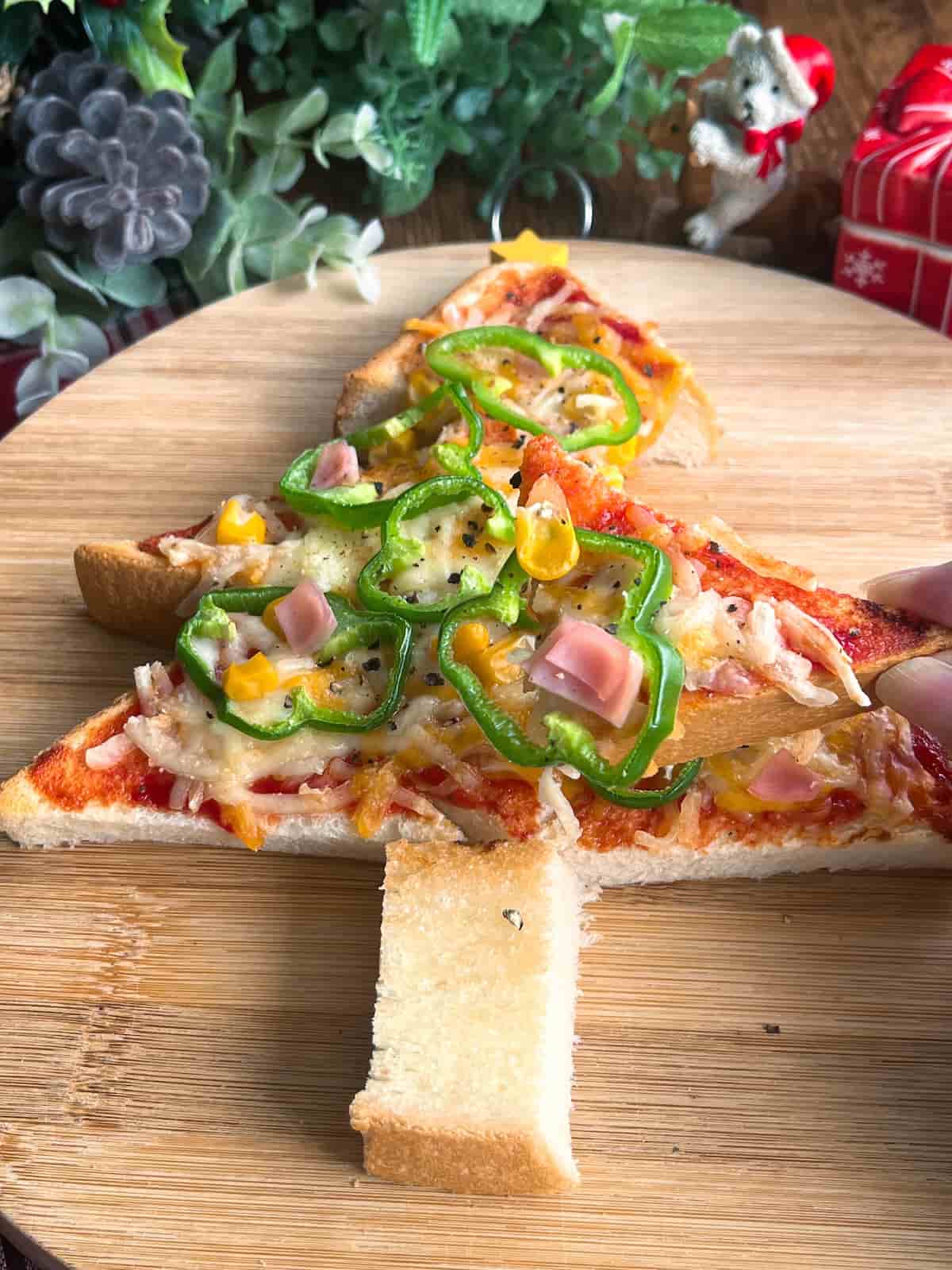 クリスマスツリーのピザトースト