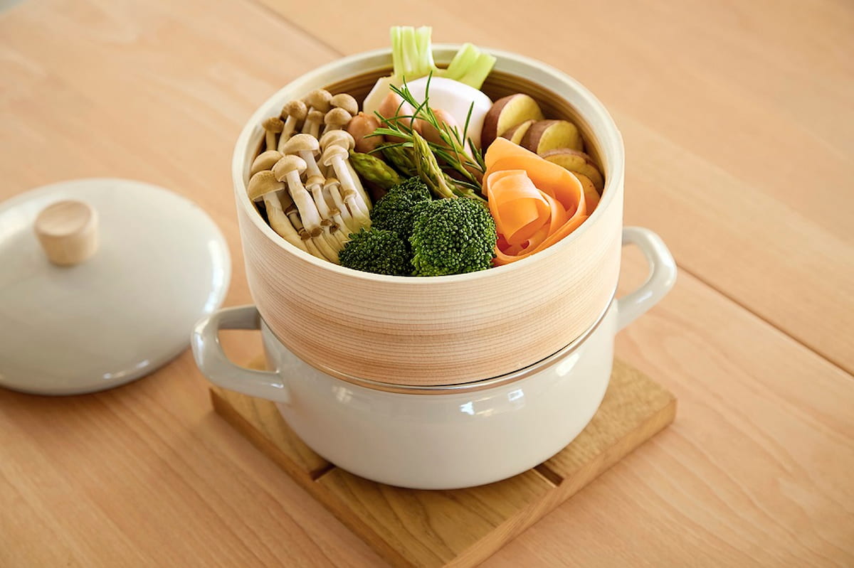 富士ホーロー せいろ付きホーロー鍋(18cm)ホワイト