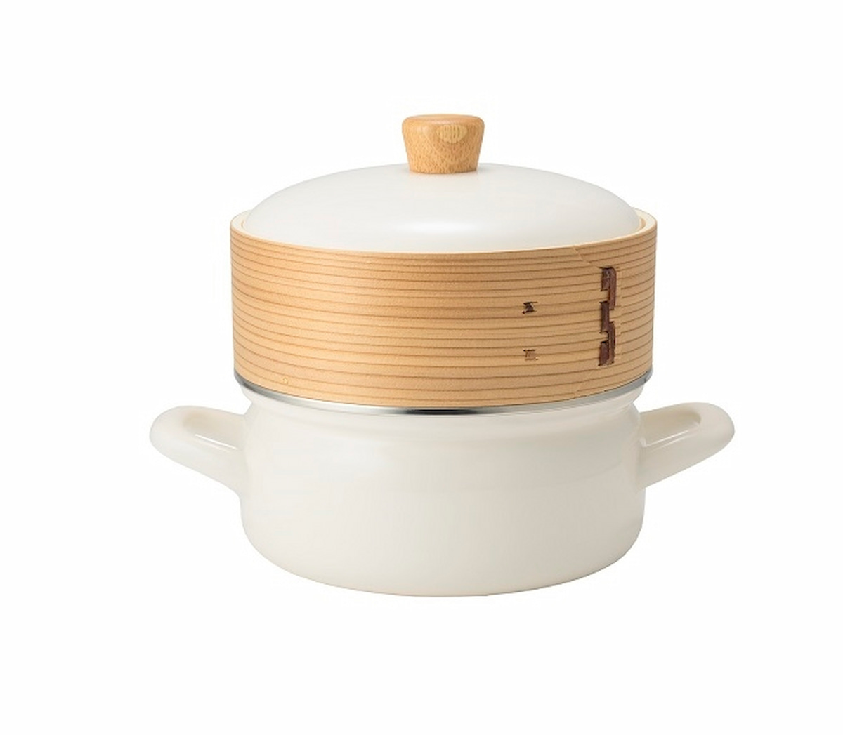 富士ホーロー せいろ付きホーロー鍋(18cm)ホワイト