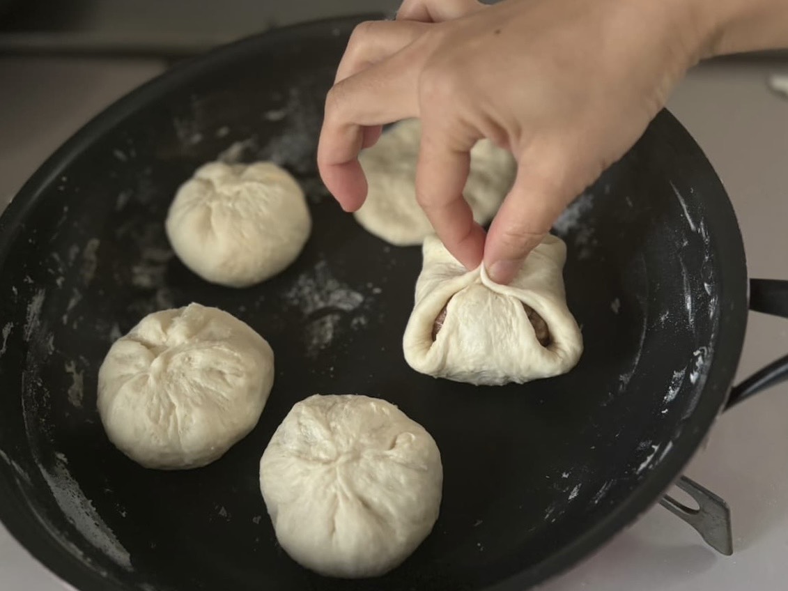 パン作り、簡単パン、肉まん、フライパンレシピ、ワンパン