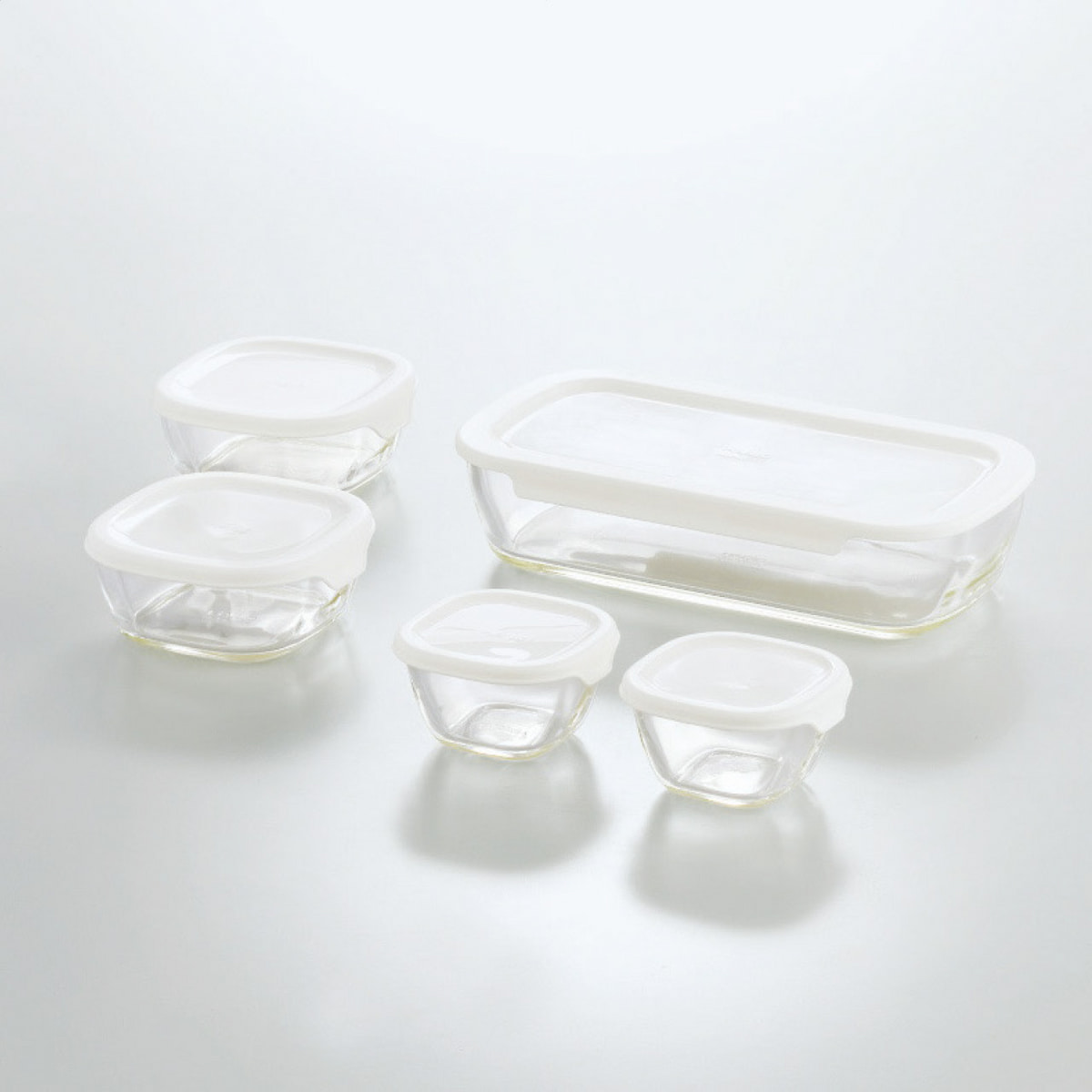 HARIO(ハリオ)耐熱ガラス製保存容器・ミニ角小鉢5点セット