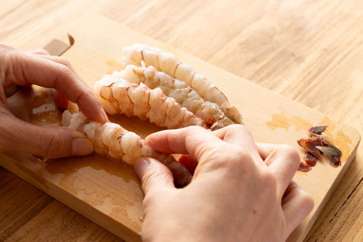 「海老天と揚げ餅の温そば」レシピ