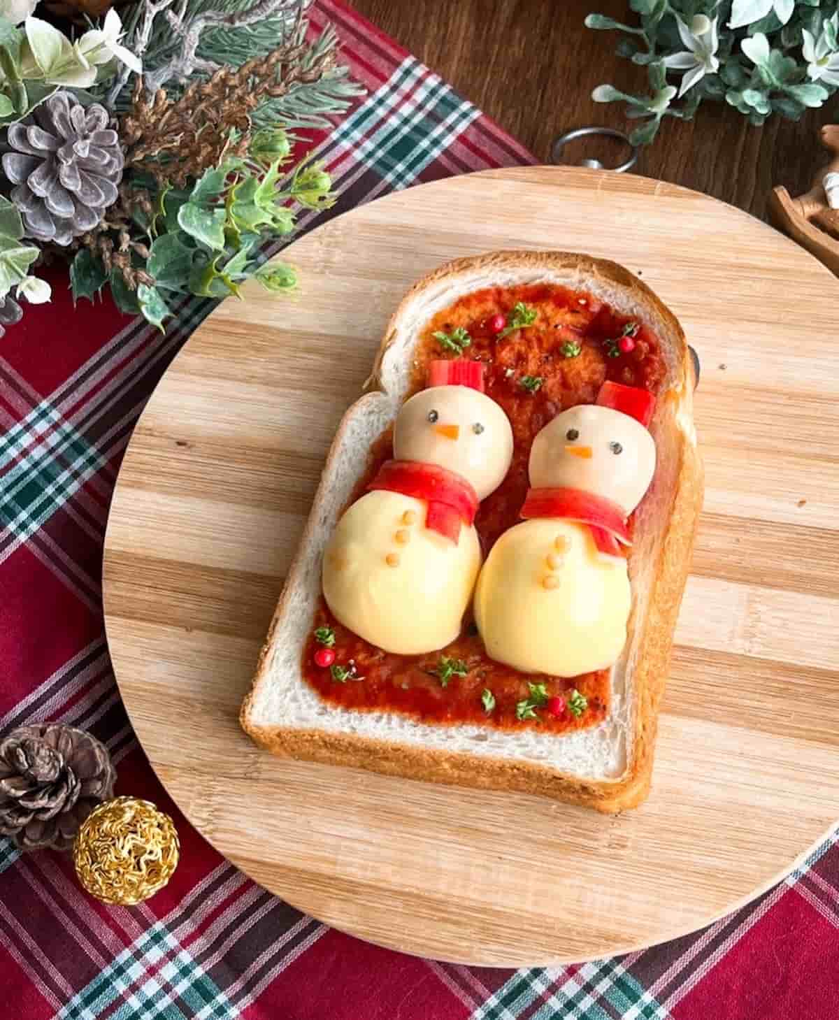 なかよし雪だるまトースト