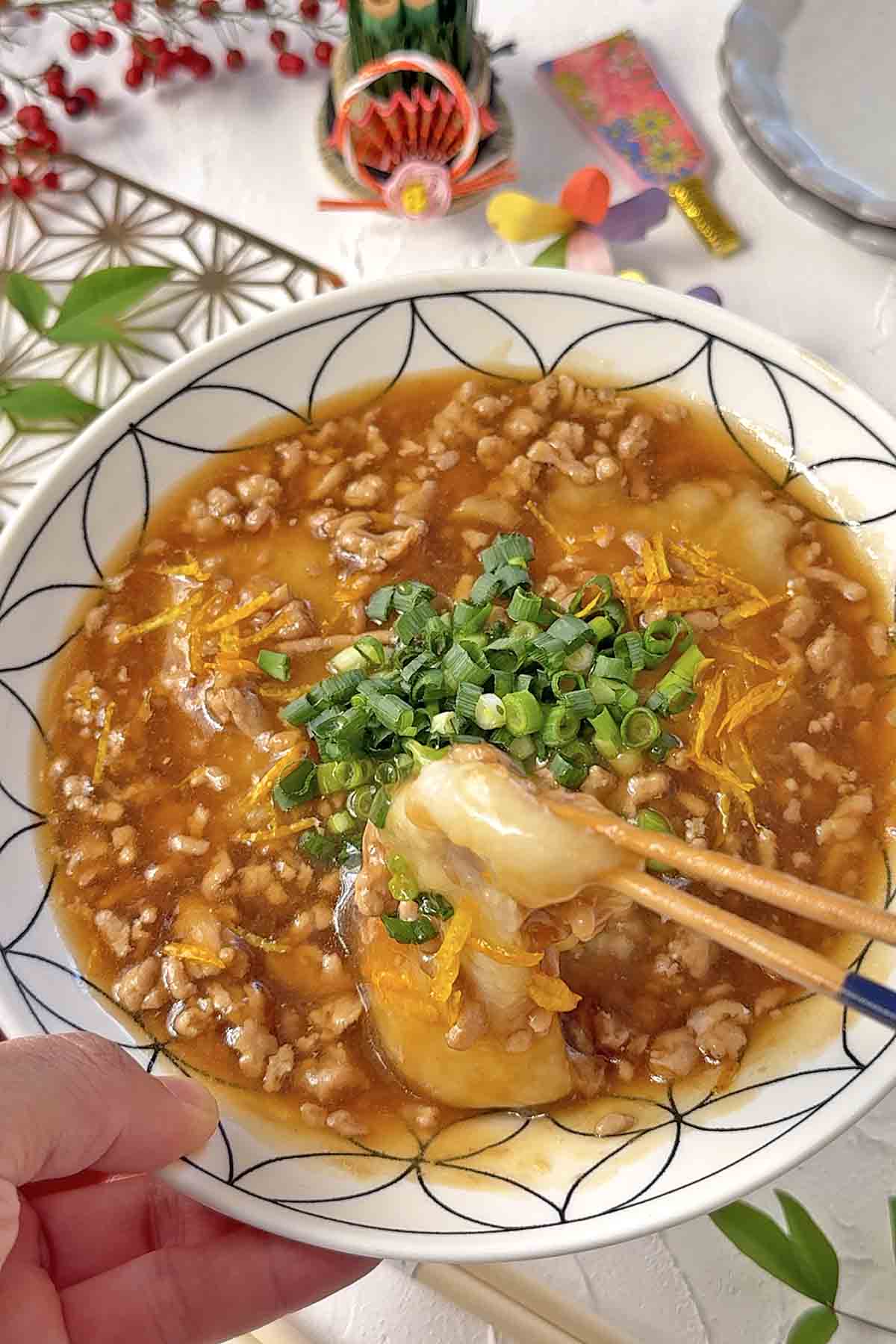 餅の鶏そぼろあん2