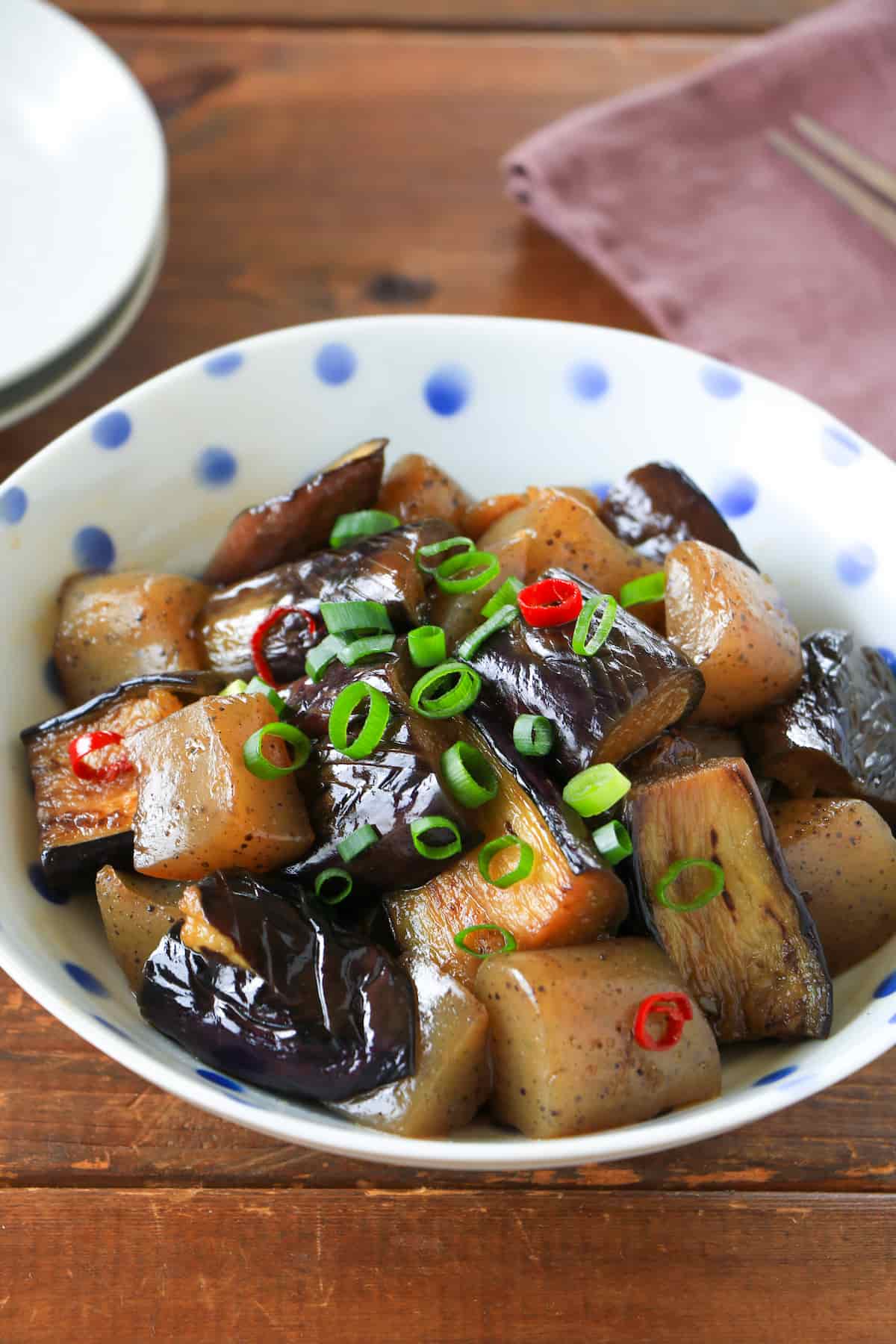 なすとこんにゃくの甘辛煮