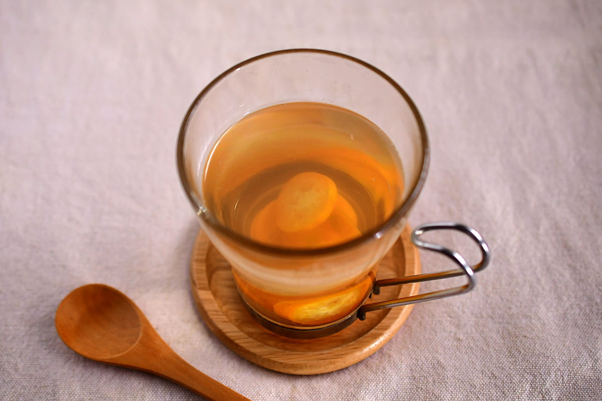 金柑のはちみつ漬けを使ったお湯割り