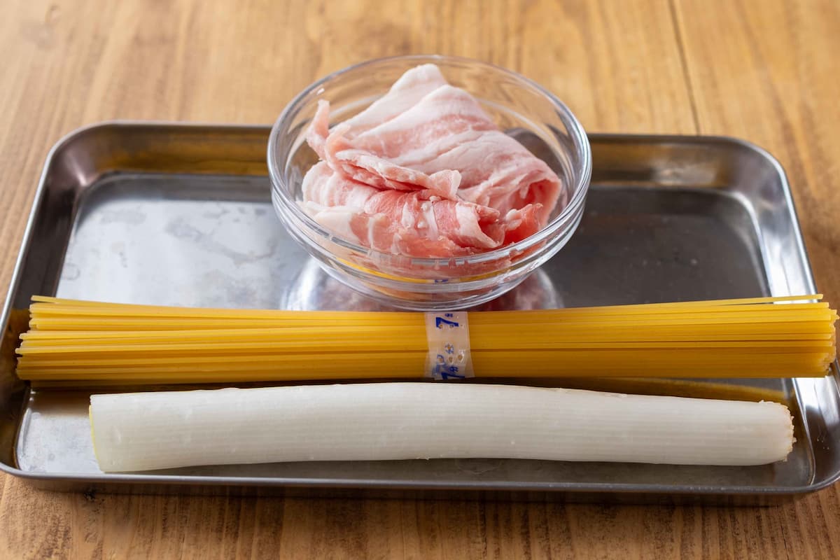 「豚のねぎ塩レモンパスタ」レシピ