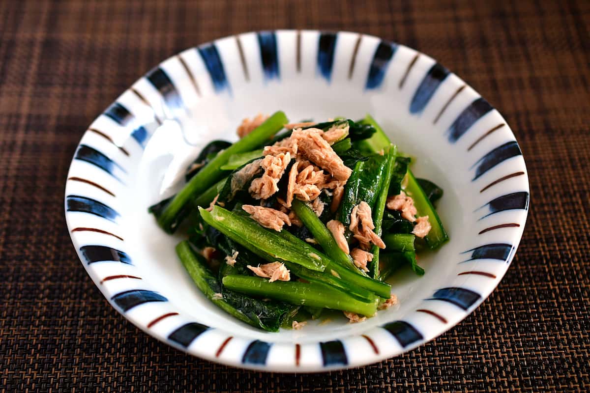 小松菜の浅漬けを使ったツナ和え