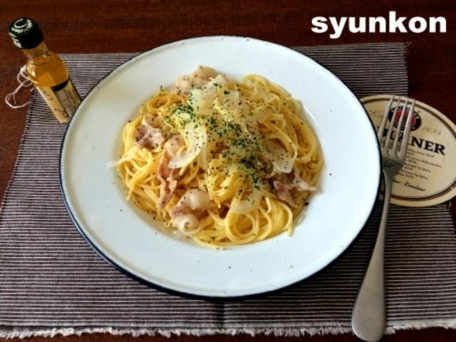 新玉ねぎと豚バラのスパゲッティ