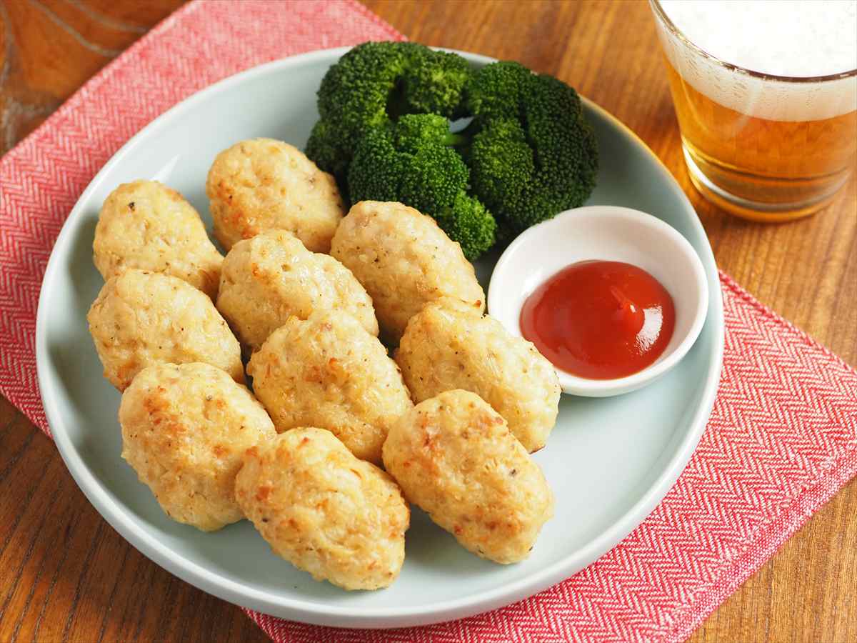 オーブントースターで簡単!鶏むねひき肉のジューシーチキンナゲット|外はカリッと中はふんわり