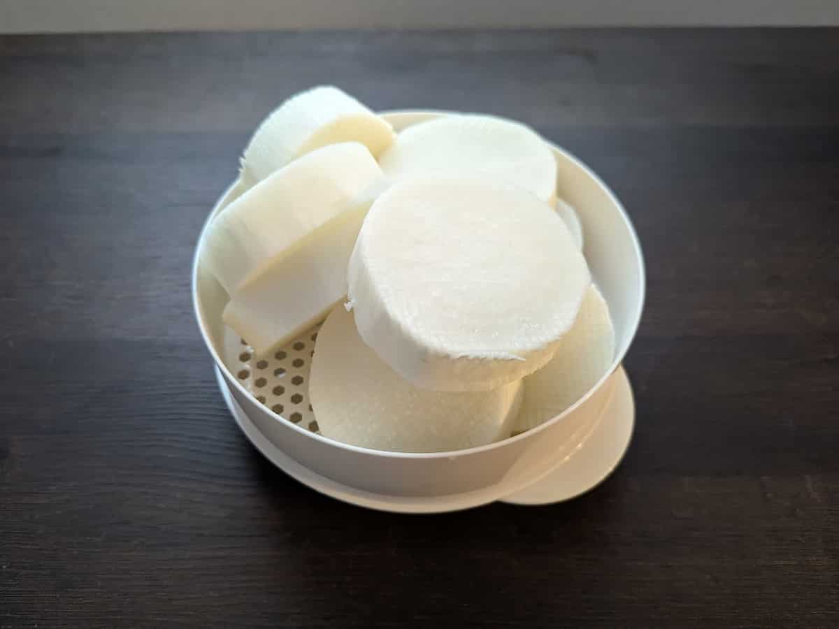 ダイソー １段電子レンジ蒸し器 使用例