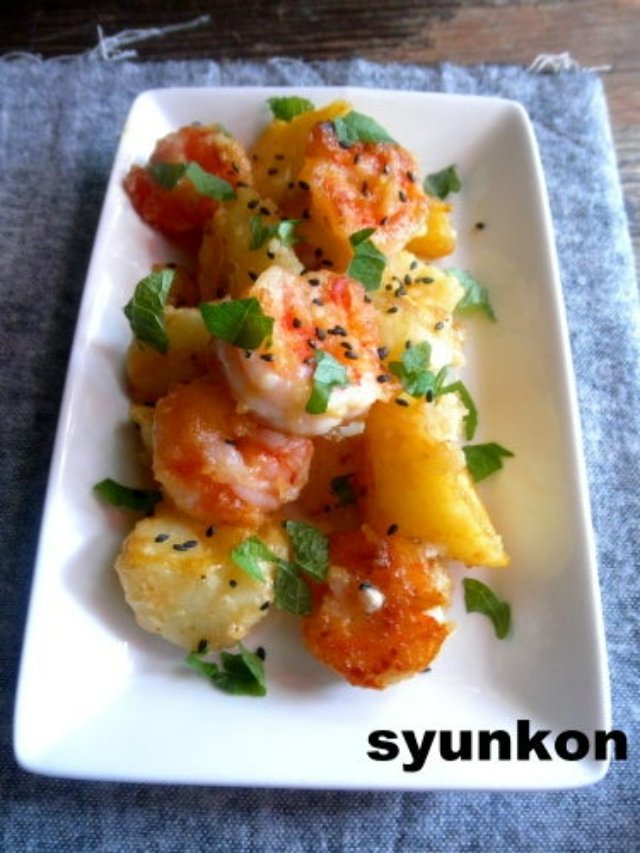 「えびとじゃがいものマヨだれ炒め」レシピ