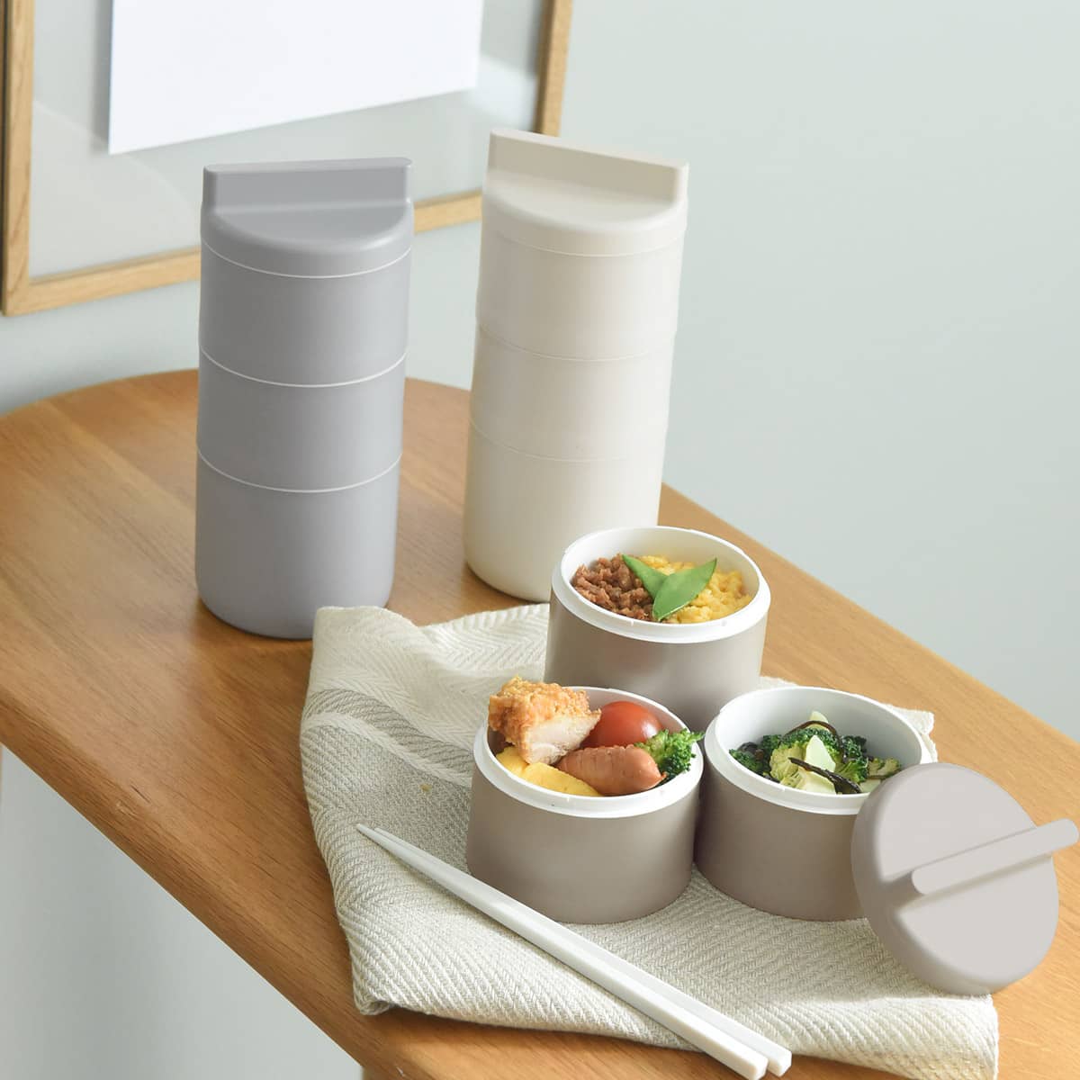 バッグに隙間に収まりやすい 3段 お弁当箱 ランチボックス 600ml/tutu