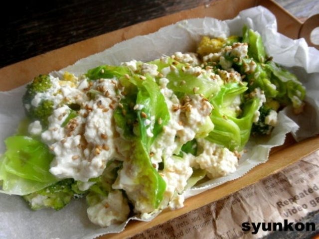 食べやすくて大好きなおかず！「春キャベツとブロッコリーの豆腐ごまマヨネーズ和え」