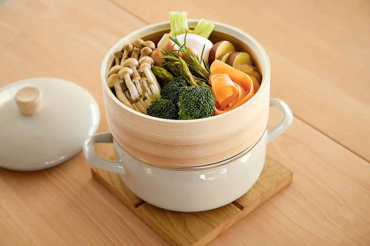富士ホーロー せいろ付きホーロー鍋(18cm)ホワイト