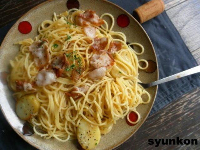 豚バラとじゃがいものコンソメしょうゆスパゲッティ