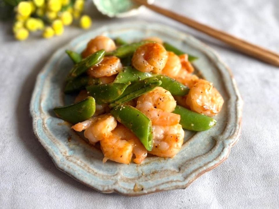 調味料2つで味が決まる！！「えびとスナップえんどうのマヨ炒め」