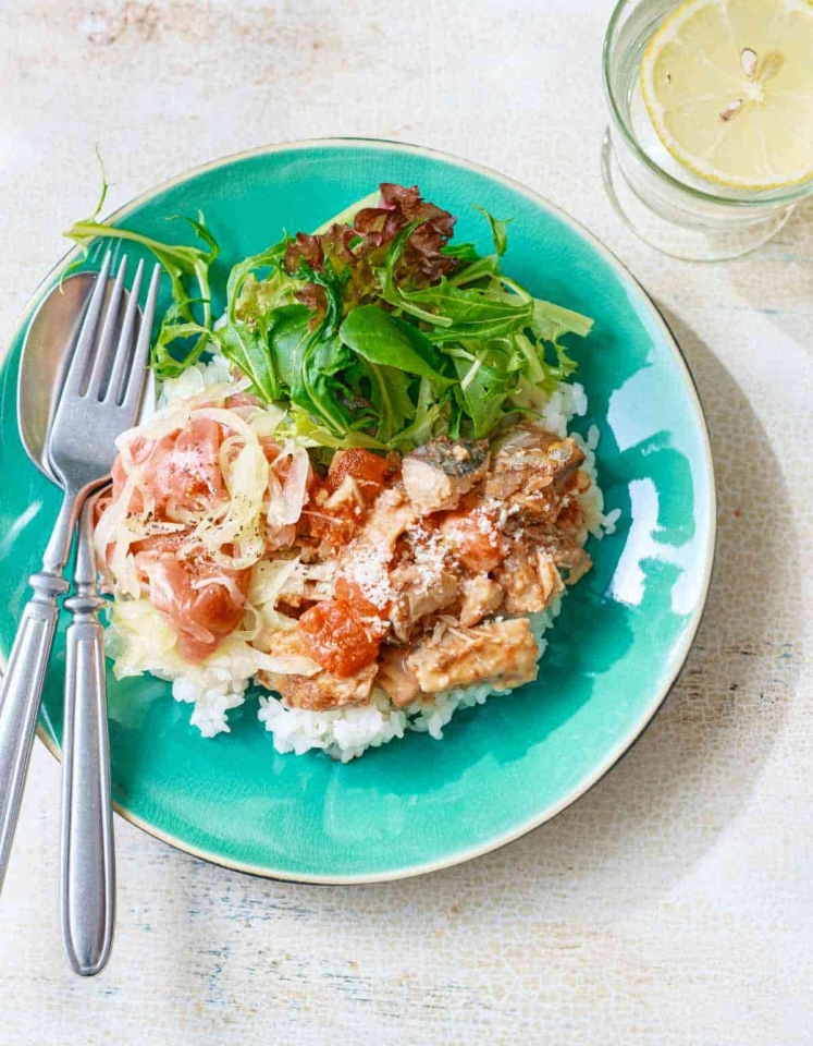 腸活なのに満足感すごい！さば缶のイタリアン丼が絶品