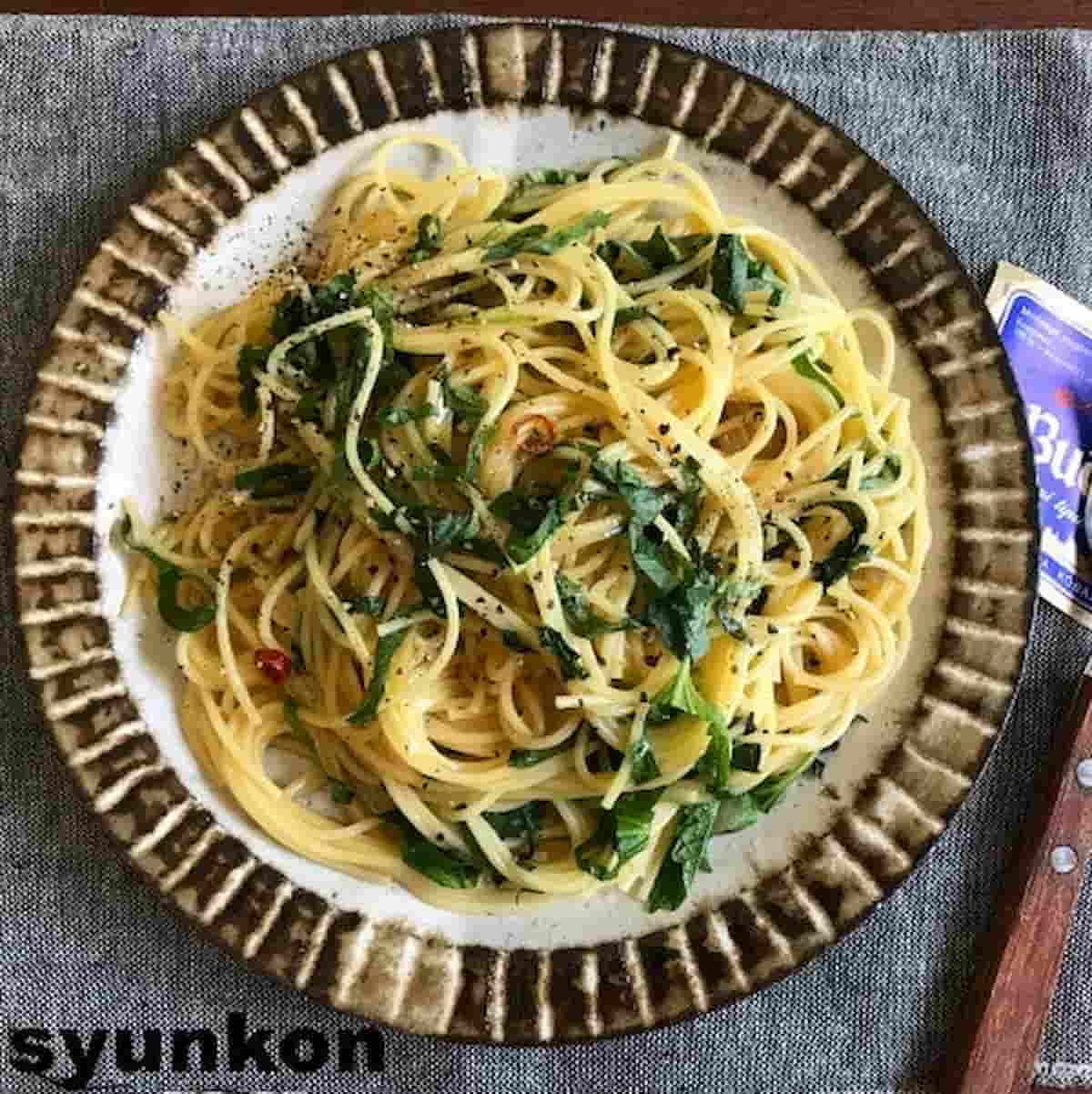 山本ゆりさん レンジ×和風パスタ 大葉バターペペロンチーノ