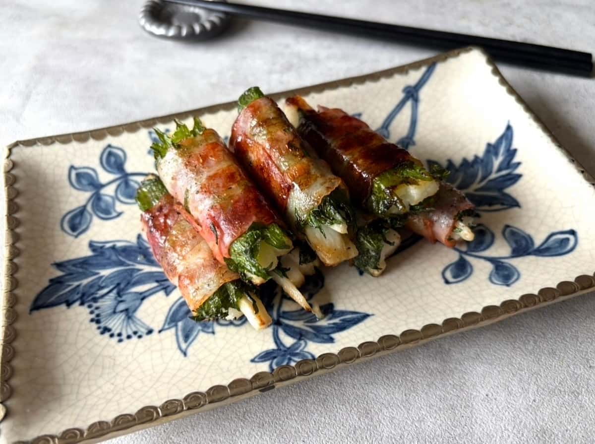 長芋の大葉ベーコン巻き