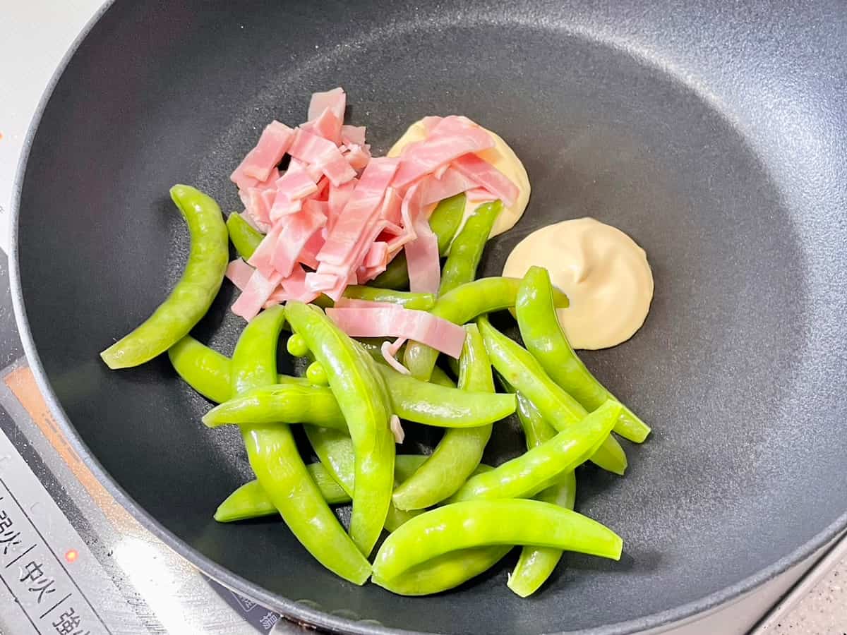 スナップえんどうとたまごのふんわりマヨソテー