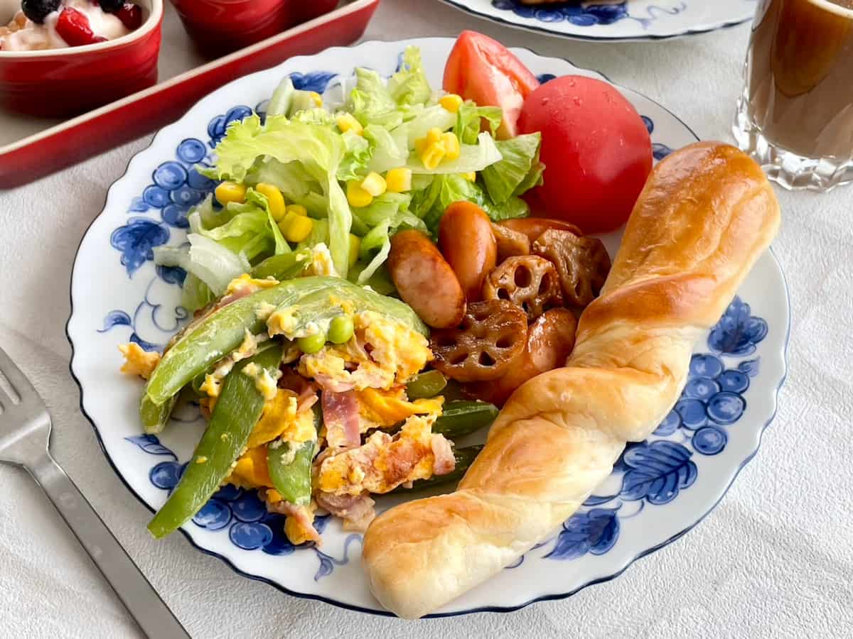 スナップえんどうとたまごのふんわりマヨソテー